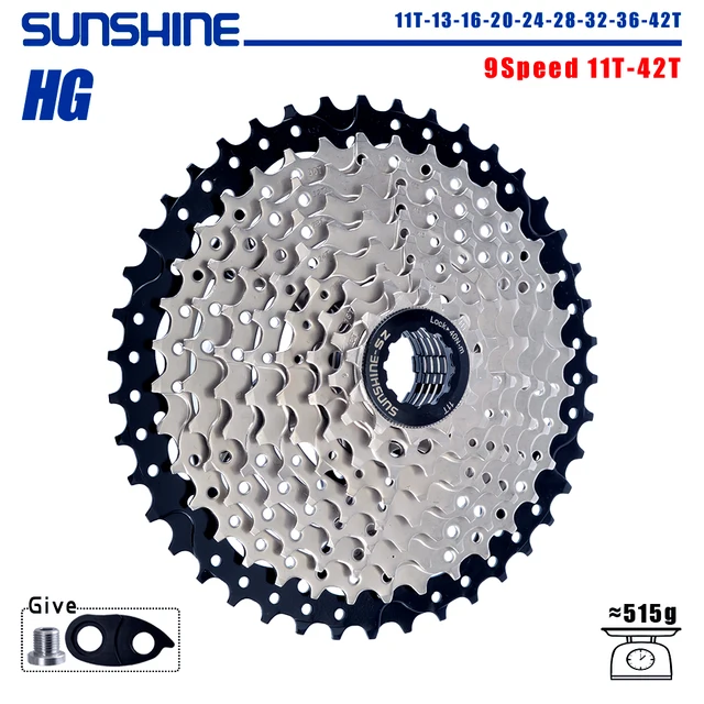 SUNSHINE Bicycle Cassette 8/9/10/11/12 Speed Mountain Bicycle Freewheel Bicycle Sprocket HyperGlide system For Shimano/SRAM 9 Speed 11T-42T