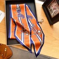 2023 Fashion Horse Print Silk Scarf Women Thin Neck Long Scarves Narrow Office Lady Shawl Bandanas Bag Female Skinny Hairbands 3