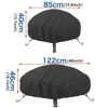Round Barbecue Grill Dustproof Cover Oxford Cloth Fire Pit Cover Fire Rainproof Sunscreen Cover Outdoor Yard BBQ Supplies 5