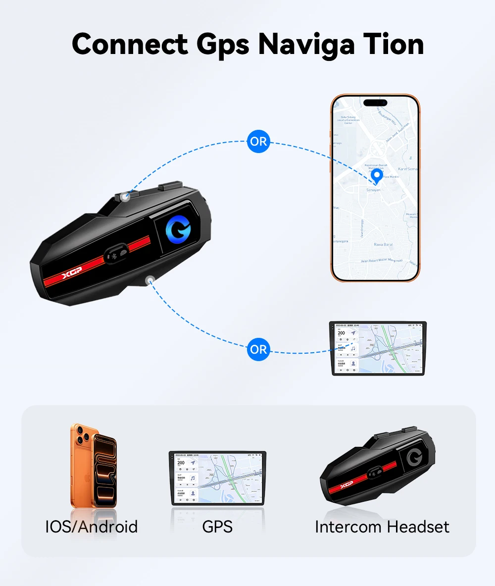 Motorrad Intercom Headset Bluetooth Wasserdicht Für 2 Fahrer_voghion.com
