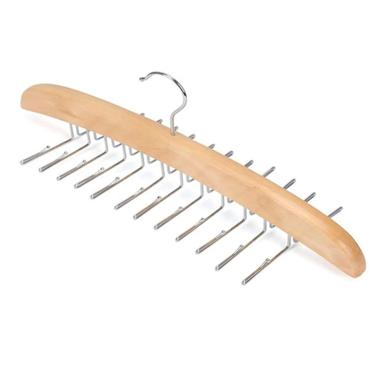 

Wooden Swivel Folding Hanger Multifunctional Hanger With 24 Hooks Space Saving For Tie And Scarf Wardrobe Storage