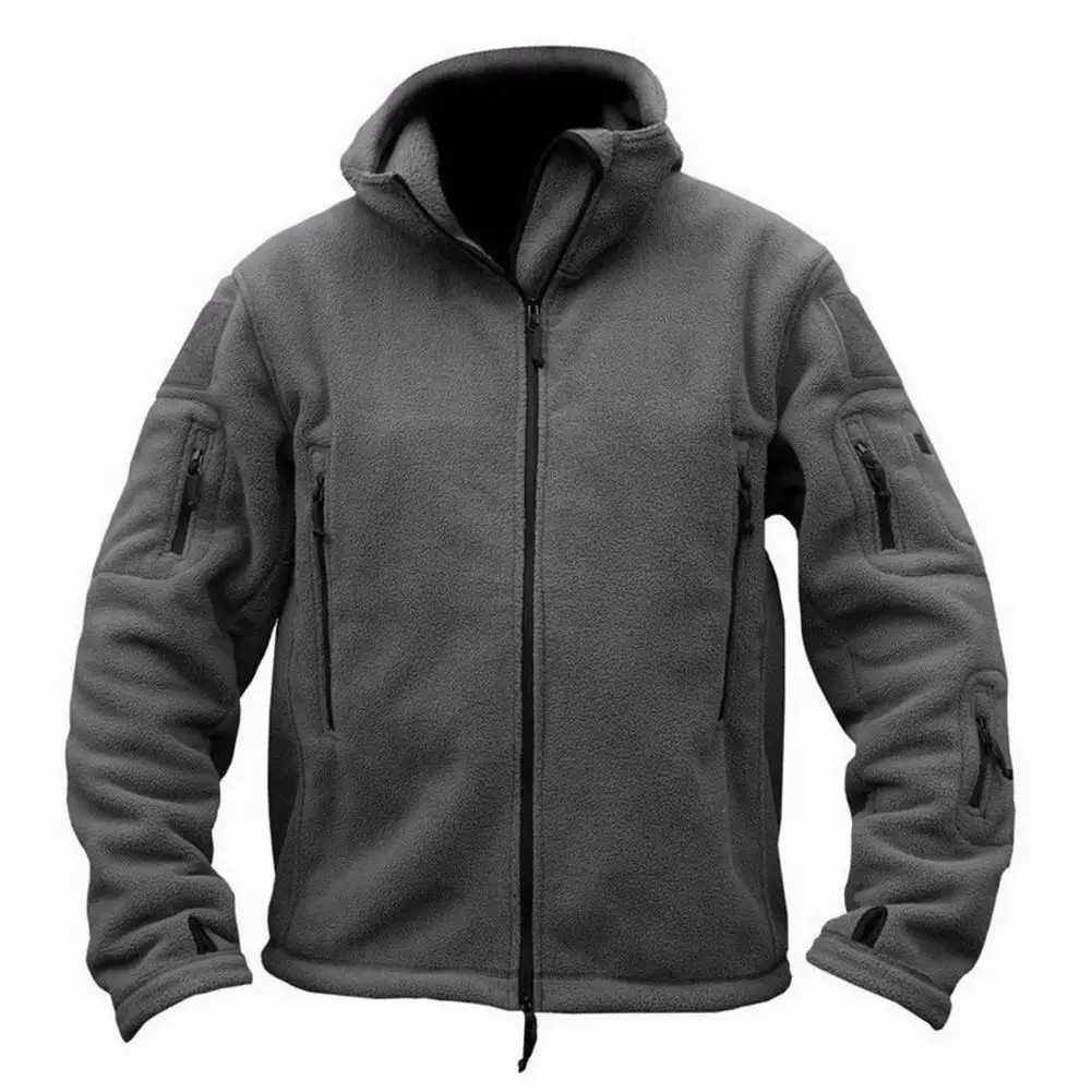 Men US Tactical Jacket Winter Thermal Fleece Zip Up Outdoors Sports Hooded Coats Windproof Hiking Outdoor Jackets