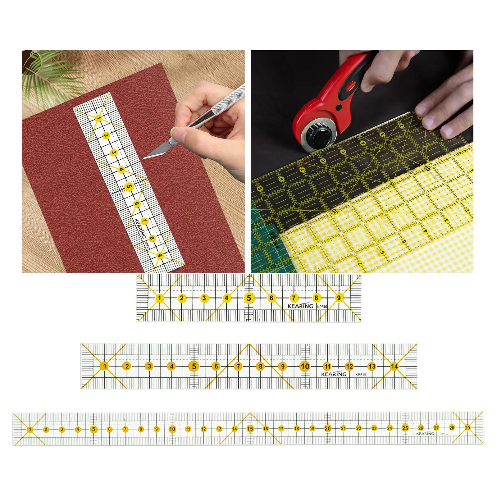 Quilting Ruler Clear Ruler Multi Purpose Household Sewing Ruler Tailor Patchwork Ruler for Embroidery Hobbyists DIY Apparel