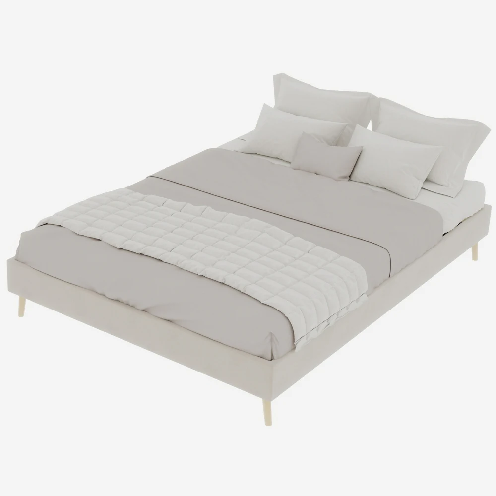 Modernes, minimalistisches, weiches Bett, multifunktionaler Low-Box-Bettrahmen mit weichem und bequemem Kopfteil, keine Gasstange, keine Matratze – Detail 32