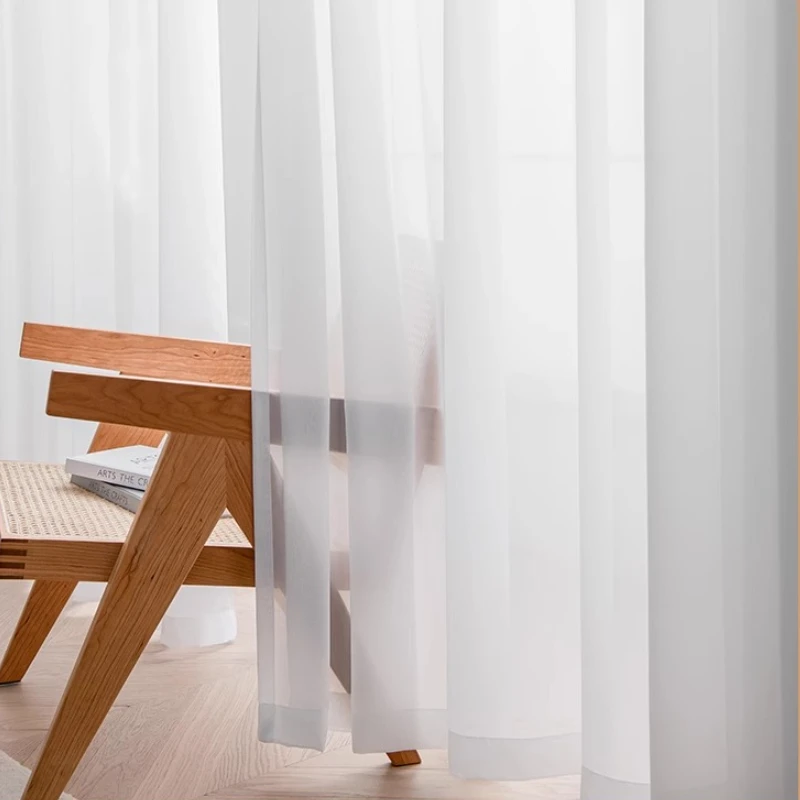 Sheer Curtains Simple Chiffon Tulle Thicken For Living Room Bedroom Villa Opaque Drapes Room Divider Decor
