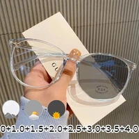Large Photochromic Reading Glasses for Women Trendy Retro Color Changing Sunglasses Men Classic HD Far Sight Presbyopia0+1.0+4.0 1