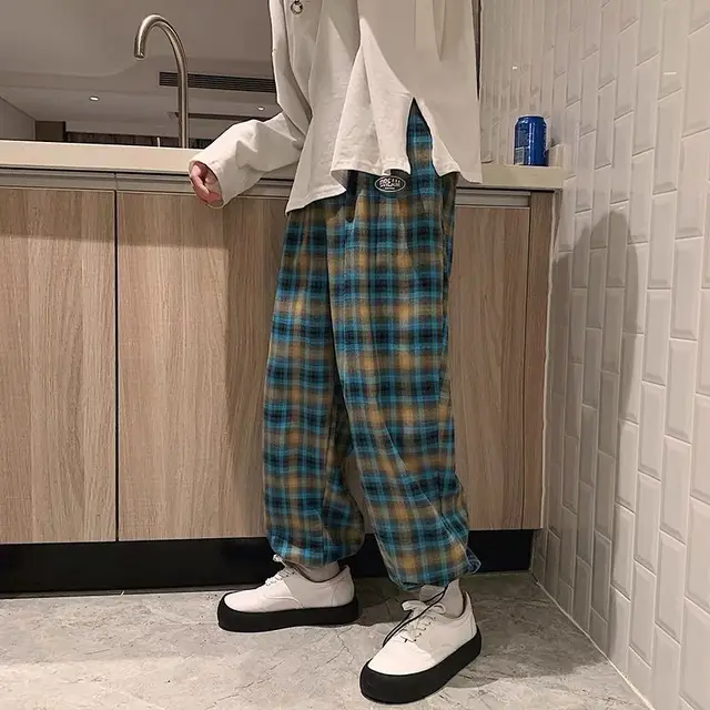 Plaid Pants Casual Trousers 27