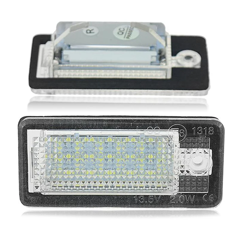 2-Piece LED License Plate Light Kit – 6000K Clear For Audi A4 B8 A5 A6 TT & VW Passat Jetta