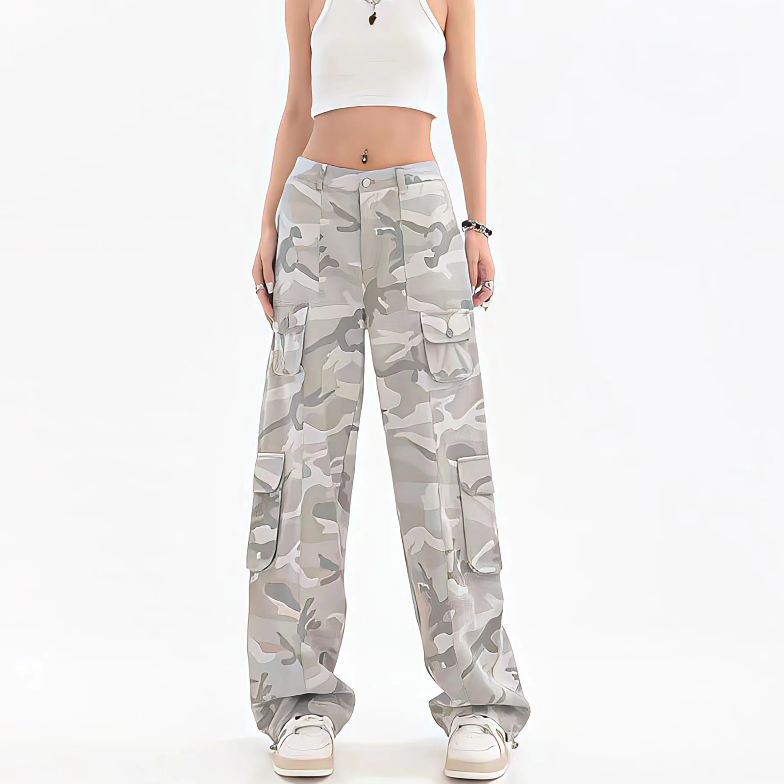 

Y2k 2023 New Trendy Women'S Baggy Cargo Pants Streetwear Vintage Casual Wide Leg Straightcouples Hip Hop Camouflage Sweatpants