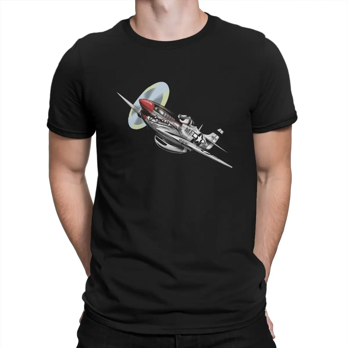 Ww-Ii Warbird P-51 Mustang Airplane Cartoon Men Tshirt Airplane Lover O Neck Maglietta A Maniche Corte 100% Cotone