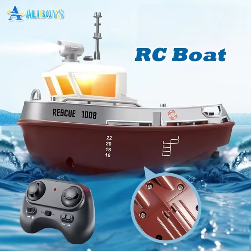 S820 RC Boat 1/32 Remote Control Tugboat Dual Motor Electric Rescue Ship Racing Speedboat Vehicle Model Watercraft for rc boat