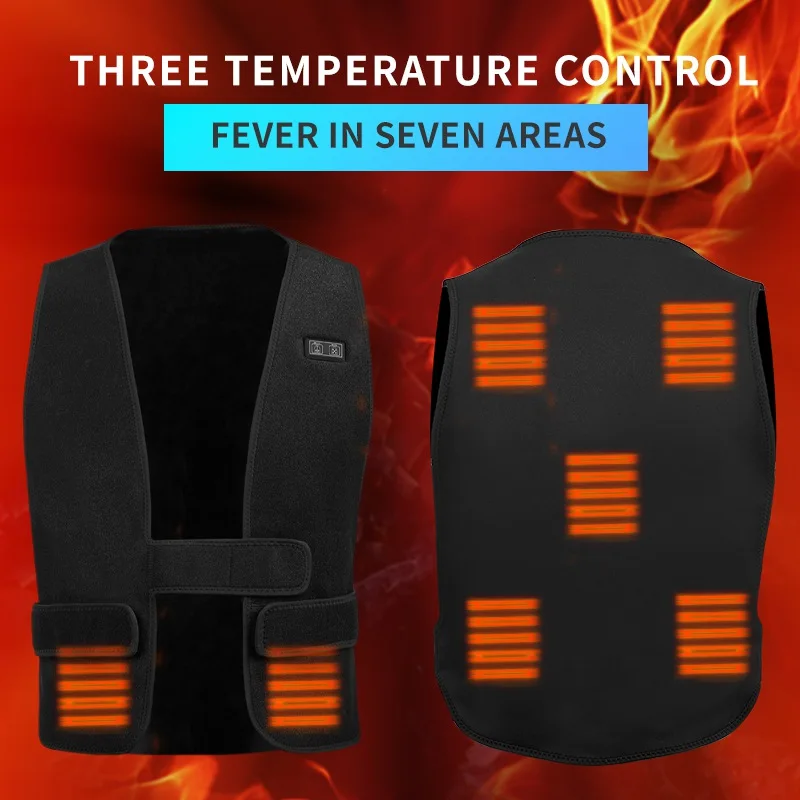 7 Areas Heated Vest Sports Jacket Adjustable Size Unisex Winter USB Infrared Heating Vest USB Electric Warm Heated Skiing