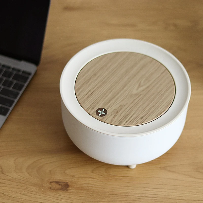

New Desktop Paper Basket With Lid, Tall Press Small Trash Can, Suitable For Living Room, Office Trash Can With Lid