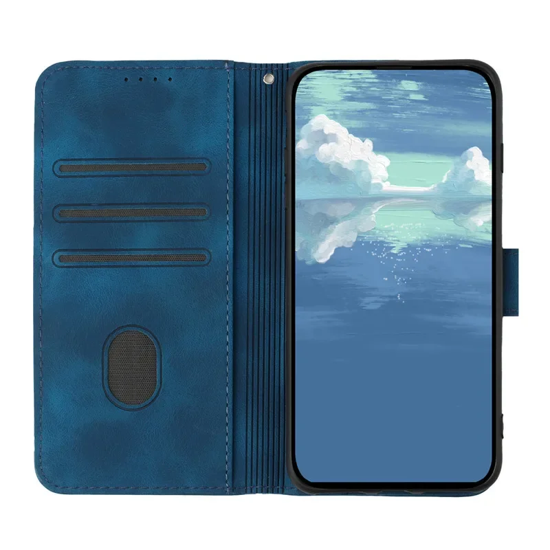Geometric Pattern Leather Wallet Flip Case with Magnetic Closure