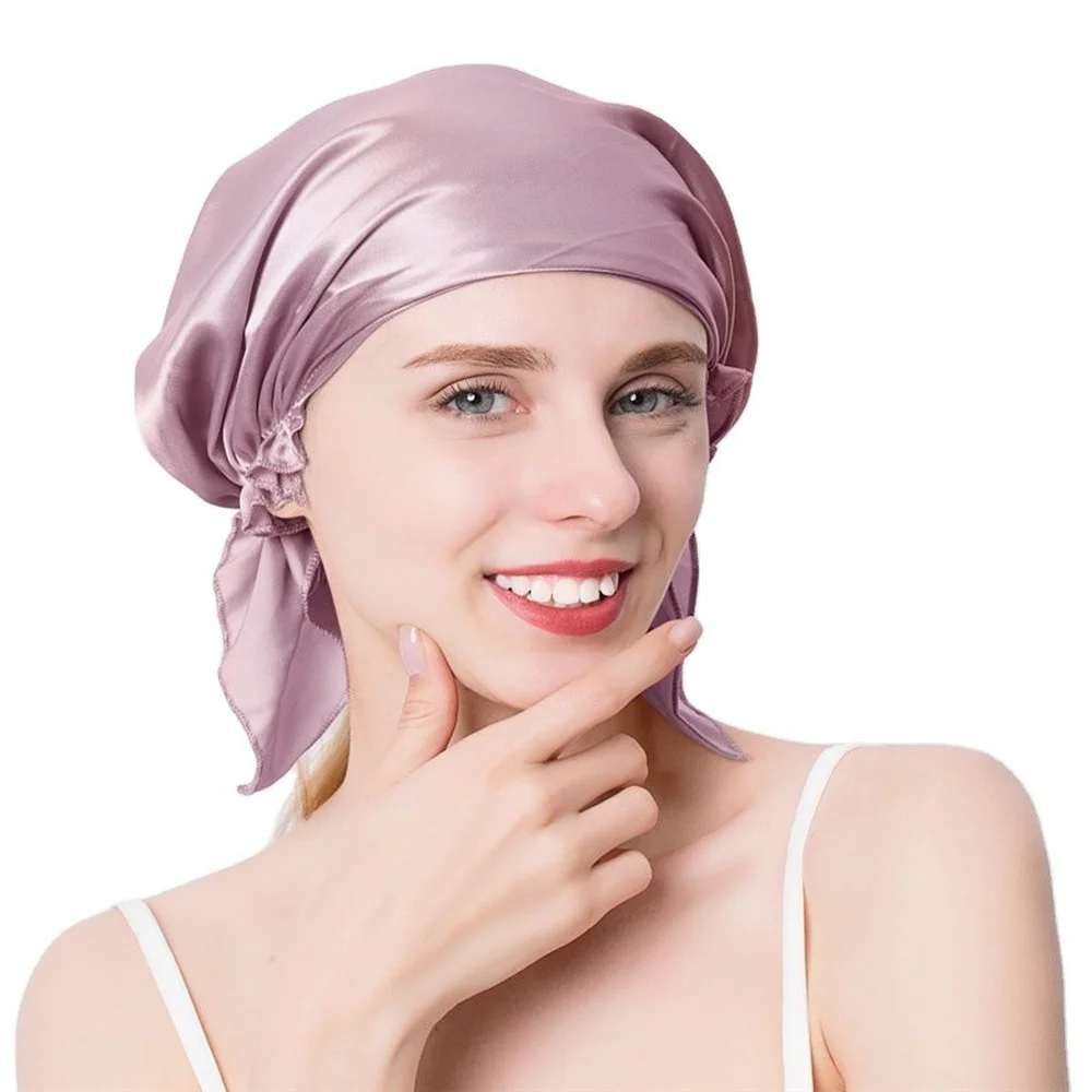 Long Pure Silk Head Scarf for Hair at Night