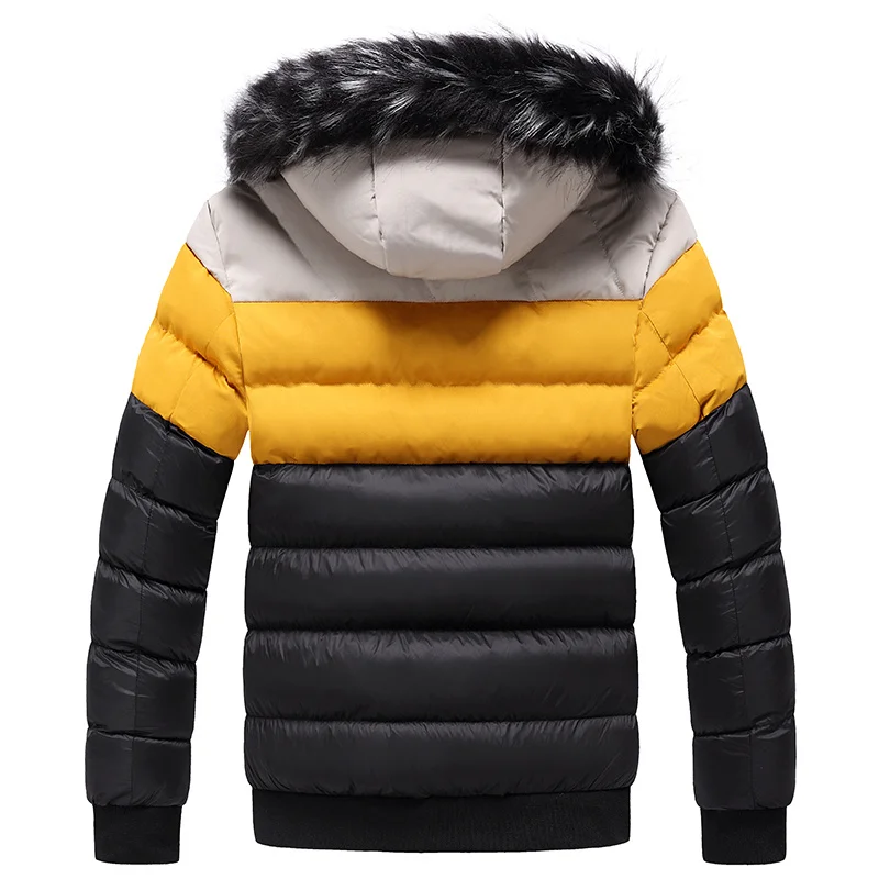 

Winter Jacket Men Fashion Fur Collar Male Padded Parka Mens Patchwork Thick Jackets and Coats Man Windbreaker Parkas M-5XL