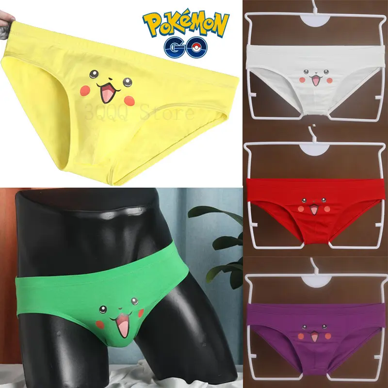 PokemonPikachuMensPantiesUnderwearCartoonAnimePrintBreathableManBriefsUnderpants