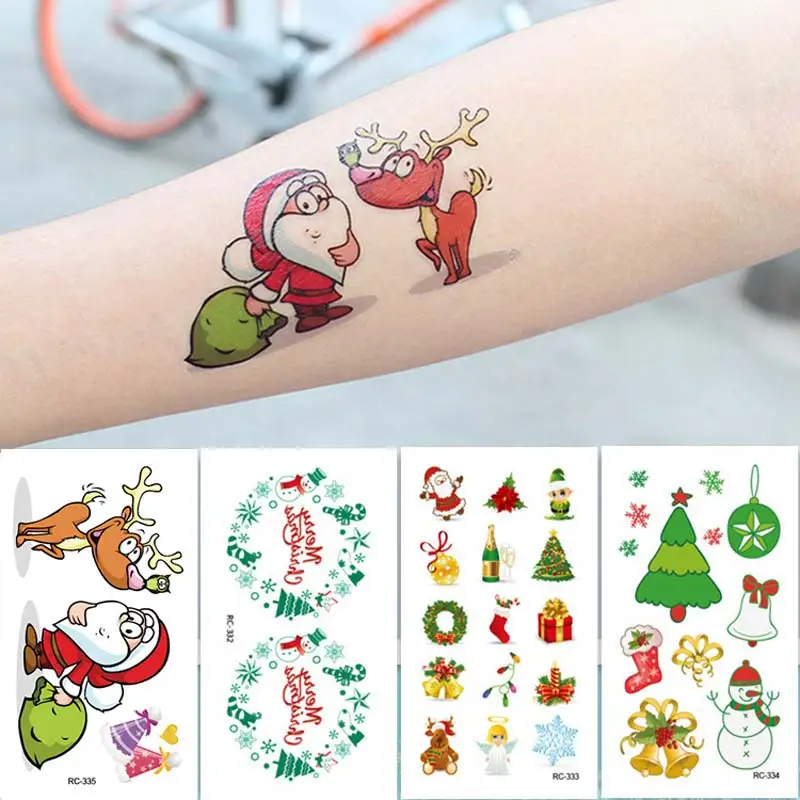 

Рождественские Временные татуировки для детей, маленькие наклейки для детей, рука, искусственная татуировка, праздничный декор, детское боди-арт, Детская татуировка