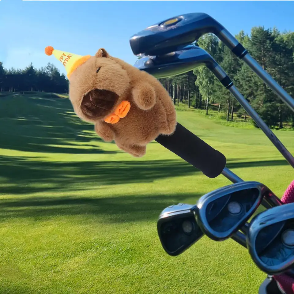Capybara - Copritesta per mazze da golf, in peluche, copertura per mazze da golf, antigraffio, motivo cartone