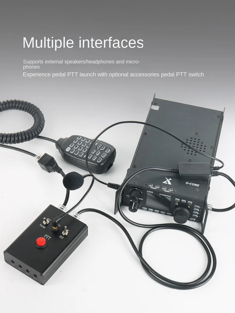 Multi Function Microphone DIH-1 For Yaesu and Xiegu Shortwave Radio CW Key Microphone PTT Support External Speaker/Headphone