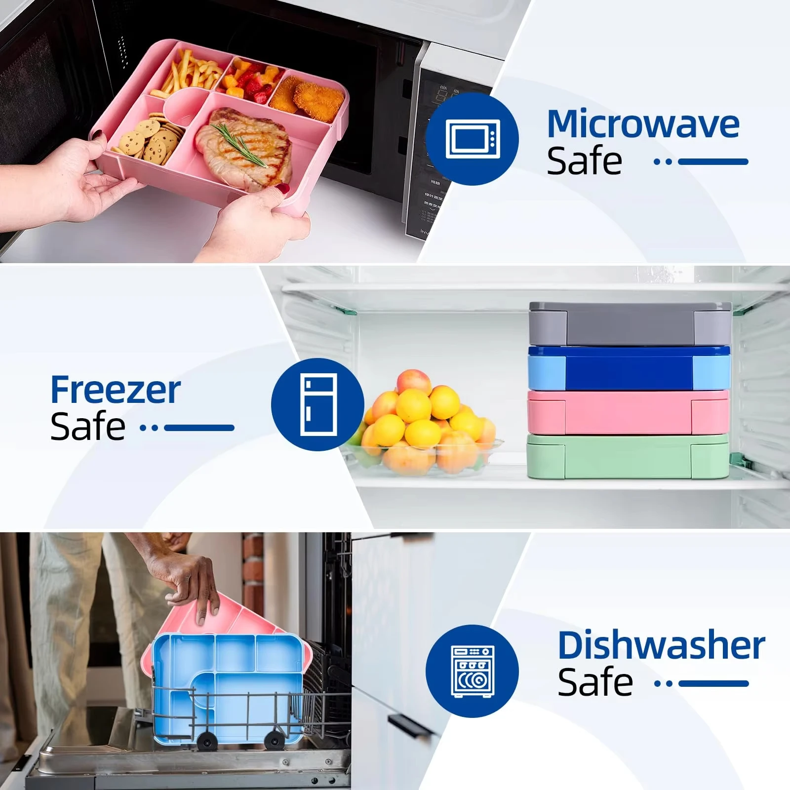 Bento Lunch Box 1330ML Leakproof Bento Box for Kids Adults Food Container with 7 Compartments and Cutlery Set Snack Box for Kids