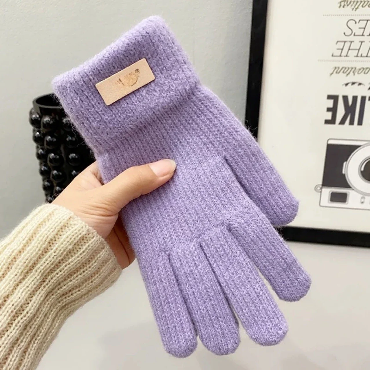 Women Autumn Winter Touch Screen Gloves Gloves Skiing Riding Work Full Finger Mittens Warm Knitted Gloves Sport Cycling