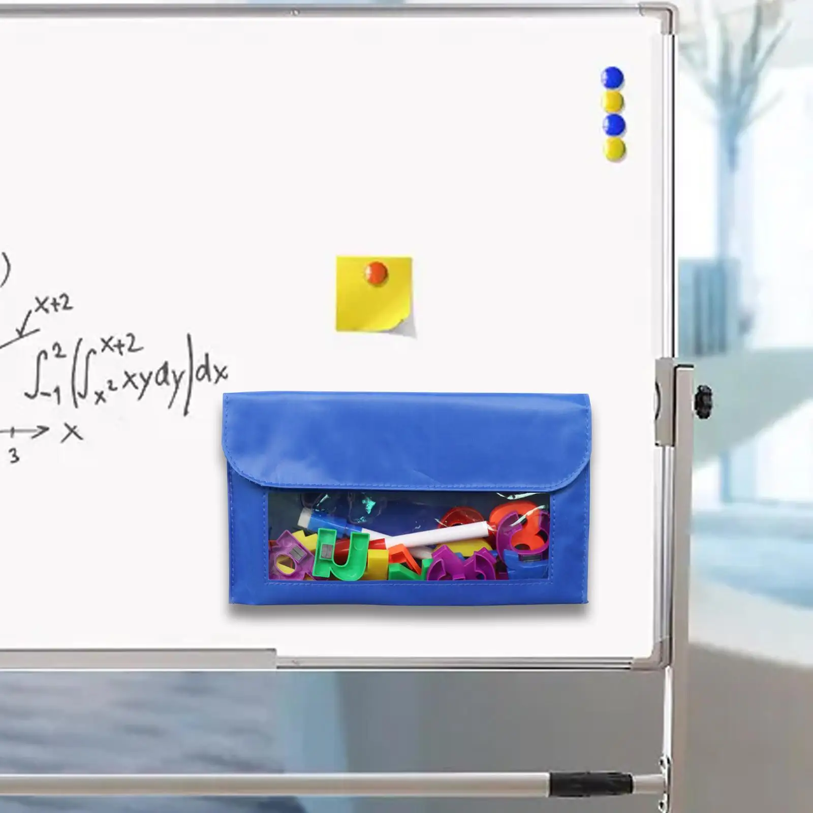 Magnetic Storage Pocket Durable Marker Pen Holder Whiteboard Accessory Case Classroom Storage Bag for Home Office Fridge School