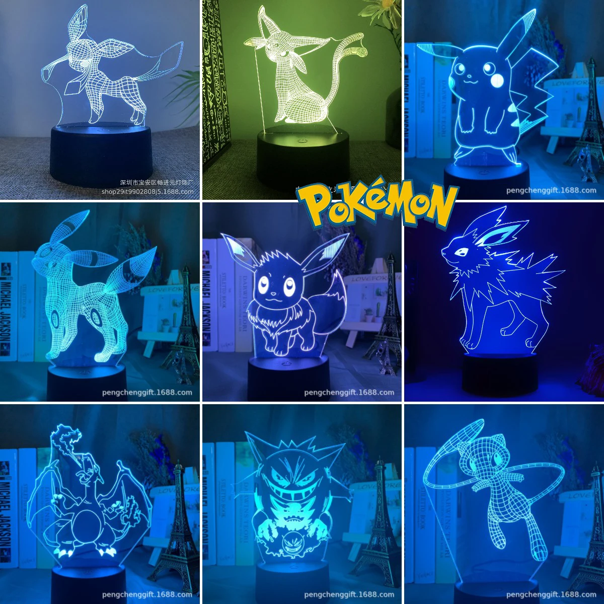 Pokemon Eevee Anime Figure 3D LED Night Light Flareon Glaceon Sylveon  Jolteon Espeon Umbreon Figurine Bedroom Decor Lamp Gifts - AliExpress