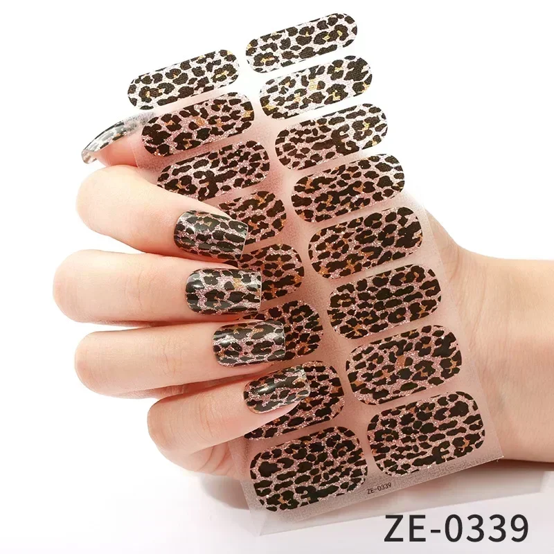 

16Tips Gel Nail Stickers Fashion Leopard Solid color Self Adhesive Manicure Decoracion DIY Women Fashion Gel Nail Patch