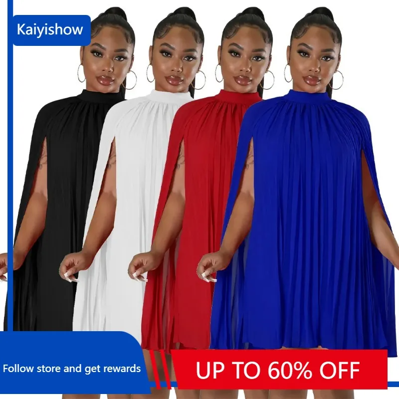 

African Dresses for Women Autumn Sexy African Batwing Sleeve O-neck Black White Blue Pleat Mini Dress Dashiki African Clothing