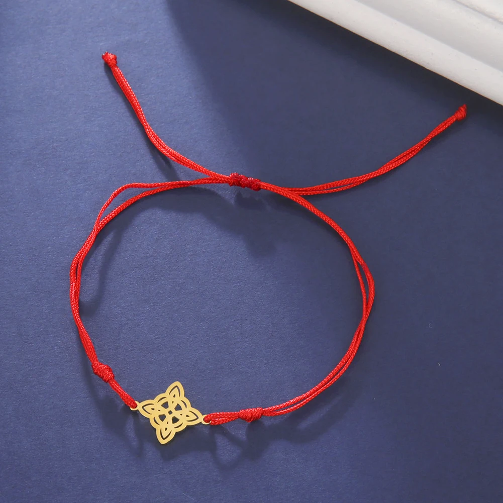 Lucktune Wch Knot Stregoneria Bracciale con cordoncino rosso Bracciale con ciondolo nodo celtico in acciaio inossidabile Coppia di donne Regalo di gioielli vintage  36