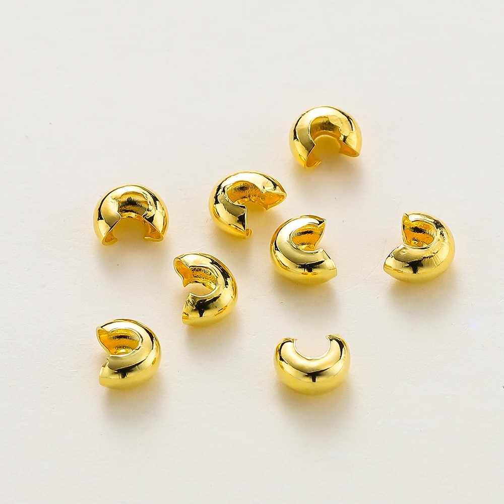 3mm/4mm/5mm 14k 18K vergoldet offene Quetschperlen Abdeckungen Crimp End Perlen Stopper Spacer Perlen für DIY Schmuckherstellung Zubehör – Detail 10