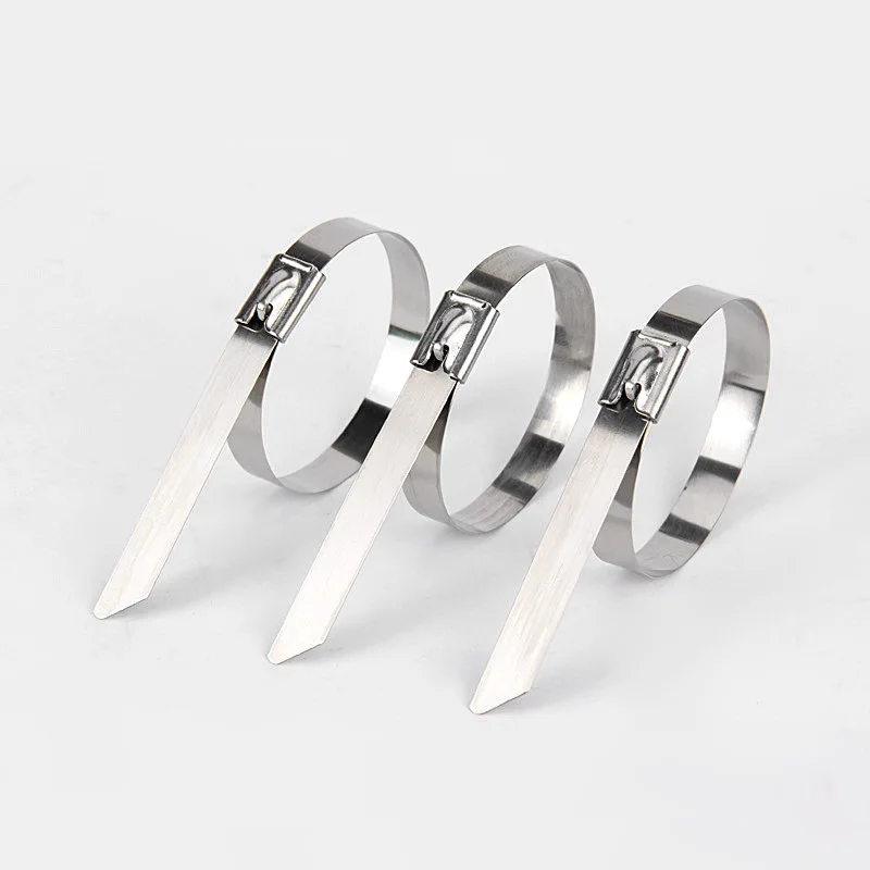 10 20 100 Pcs Stainless Steel Metal Cable Ties Exhaust Wrap Coated Locking Metal Zip-Exhaust Multifunctional Locking Cable Ties cable ties cable tie