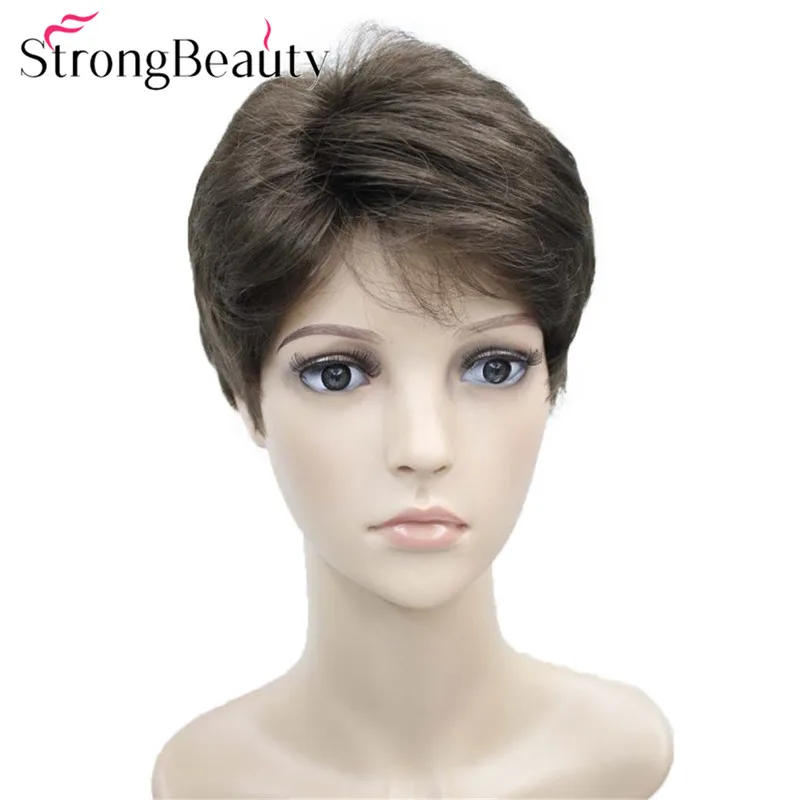 StrongBeauty Short Straight Wigs Synthetic Women/Men Wig Heat Resistant Hair
