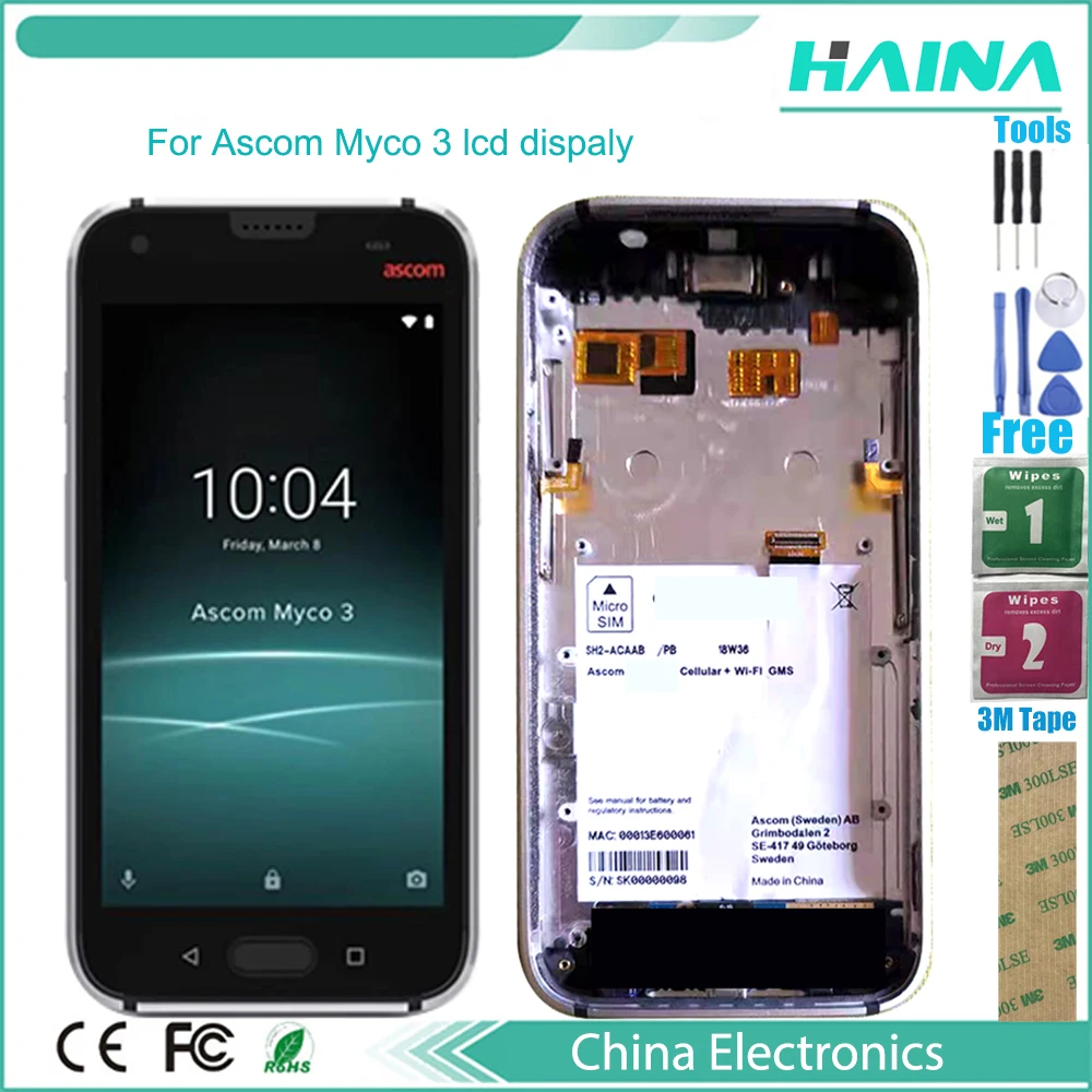 

Original Frame Lcd For Ascom Myco 3 lcd dispaly LCD Lcd Touch Screen Digitizer Assembly Replacement With Tools