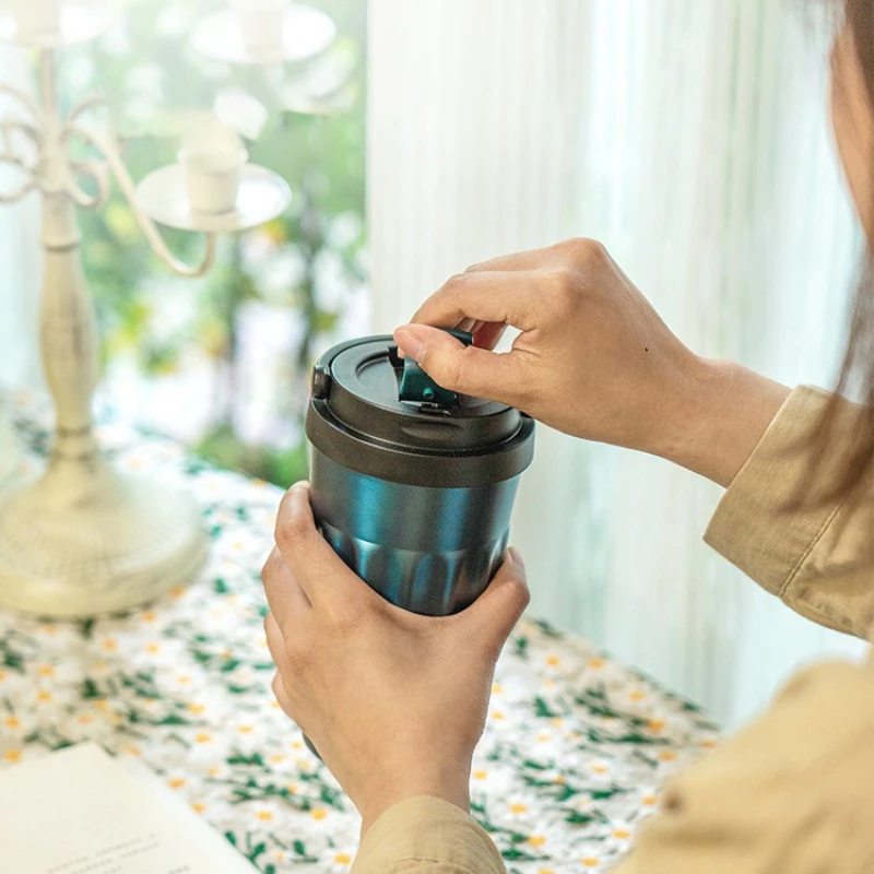 Stainless Steel Insulated Coffee Cup with Hidden Handle for Office