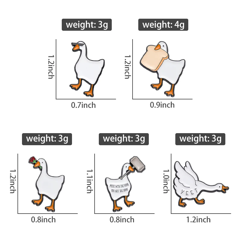Animal Duck Goose Enamel Pin Rose Bread in His Mouth Brooch Cartoon Badge Backpack Women Men Lapel Friends Jewelry