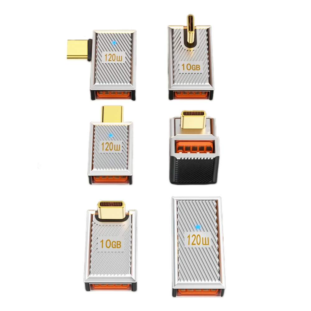 USB 3.1 10Gbps OTG Data Type-C Male to USB A Female Right Angled U Shape Adapter Alloy Shell 6A 120W Power Charging Converter