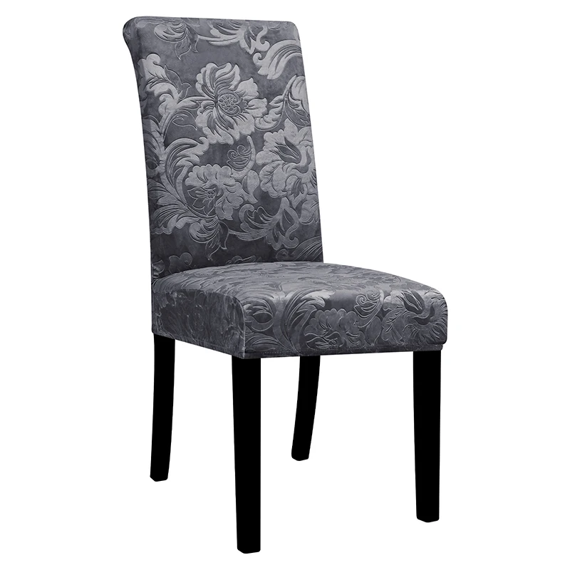 Velvet Elastic Removable Anti-dirty Jacquard Stretch Chair Covers for Dining Room Kitchen Hotel 1/2/4/6 Pcs