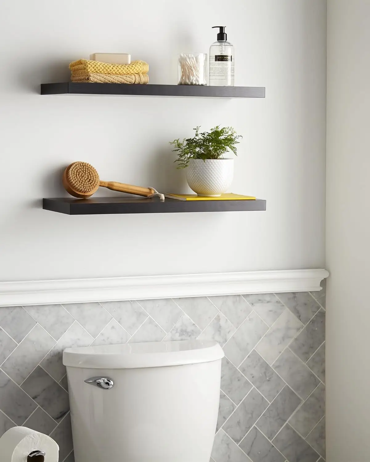 BAYKA Floating Shelves for Wall, 22.5" Wall Mounted Rustic Wood Shelves for Bathroom, Bedroom, Living Room, Kitchen, Office 4