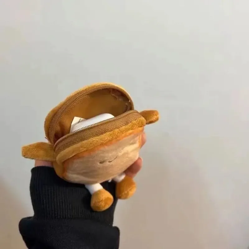 Cute Emoji Toast Coin Purse Plush Storage Bag - Japanese Creative Wallet Keychain, Practical Home Organizer  for  Women