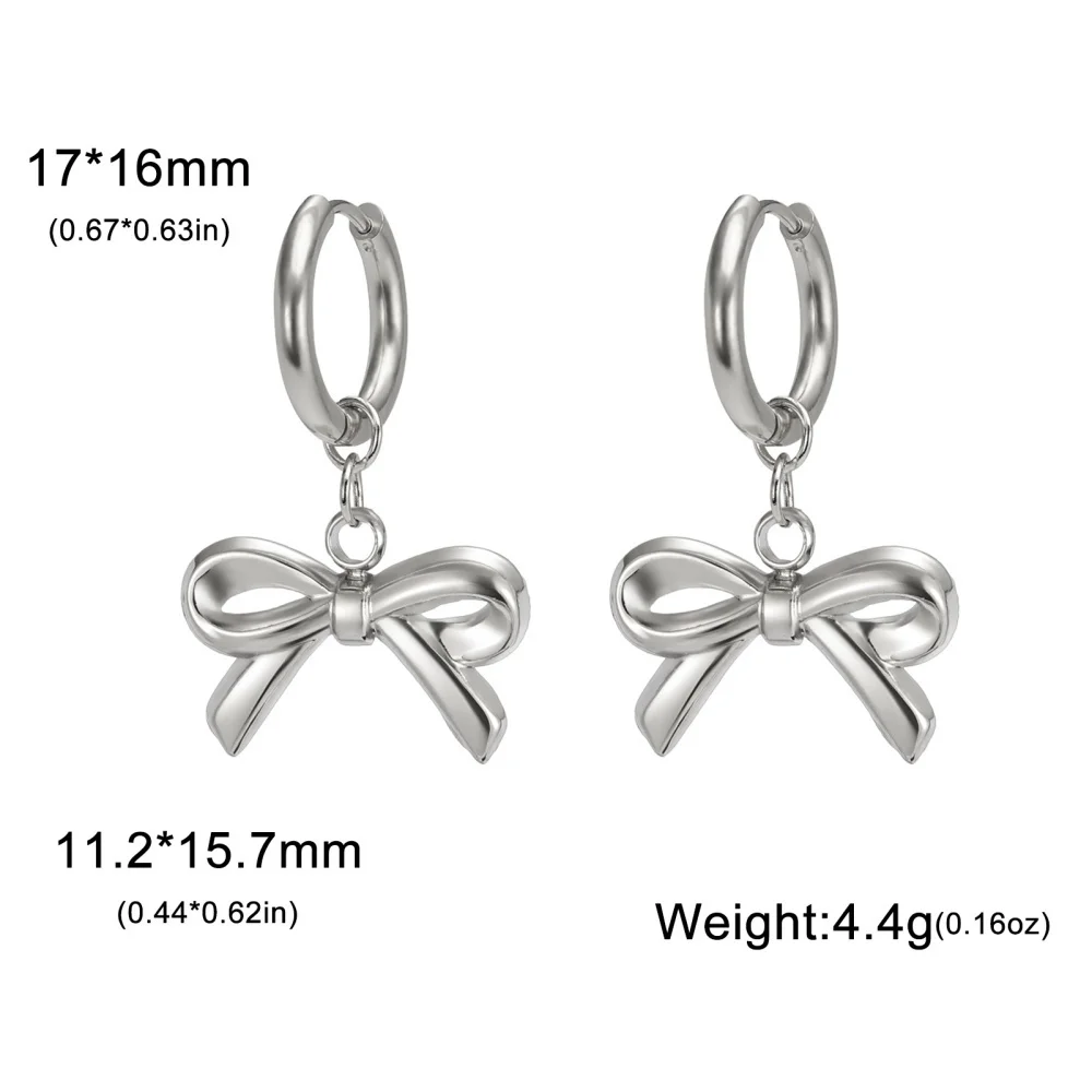 Edelstahl Ohrringe Bowknot Anhänger Creolen Baumeln Ohrringe Trend Charms Ohrringe Für Frauen Mädchen Schmuck Party Beste Geschenke – Detail 19