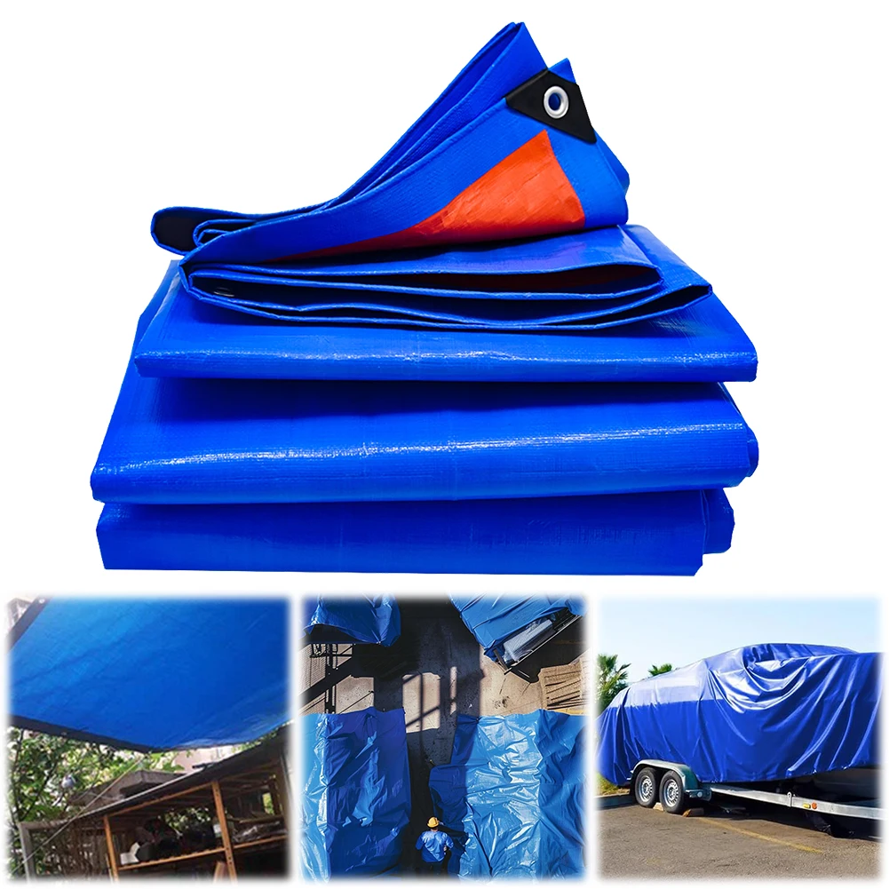 2x2/3/4M Tarps Waterproof Tear Resistance Tarpaulin Cover Multi Purpose Thick Tarp Cover Camping Patio Boat Roof Tent RV Car