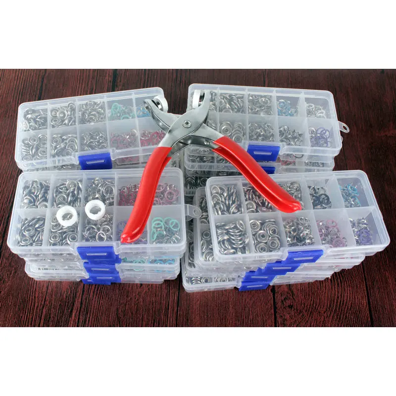 Nastro Di Alta Qualità 100 Set 9.5Mm Prong Ring Press Studs Snap Fasteners Bottoni Per Abbigliamento Per Bambini Clip Fittizia