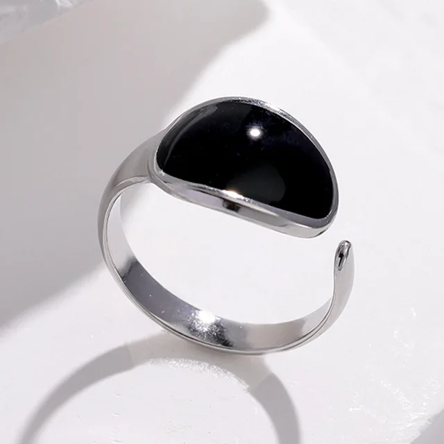 Bague Vintage en acier inoxydable pour femmes, anneau d'ouverture d'huile goutte à goutte blanche, Simple, couleur or, géométrique réglable, bijoux 2023