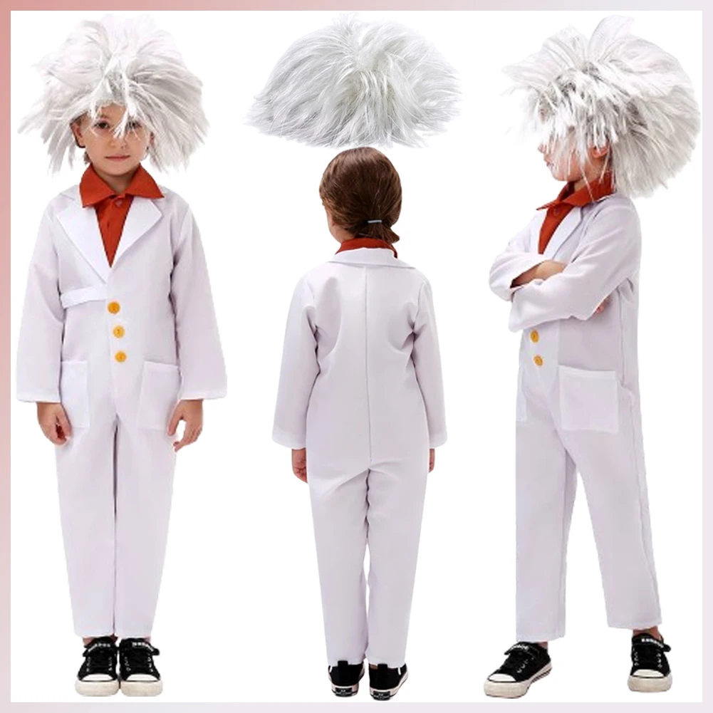 

Physicist Professional Christmas Cosplay Kids Clothing Wig Halloween Carnival Boys Girls Campus Stage Performance Costumes