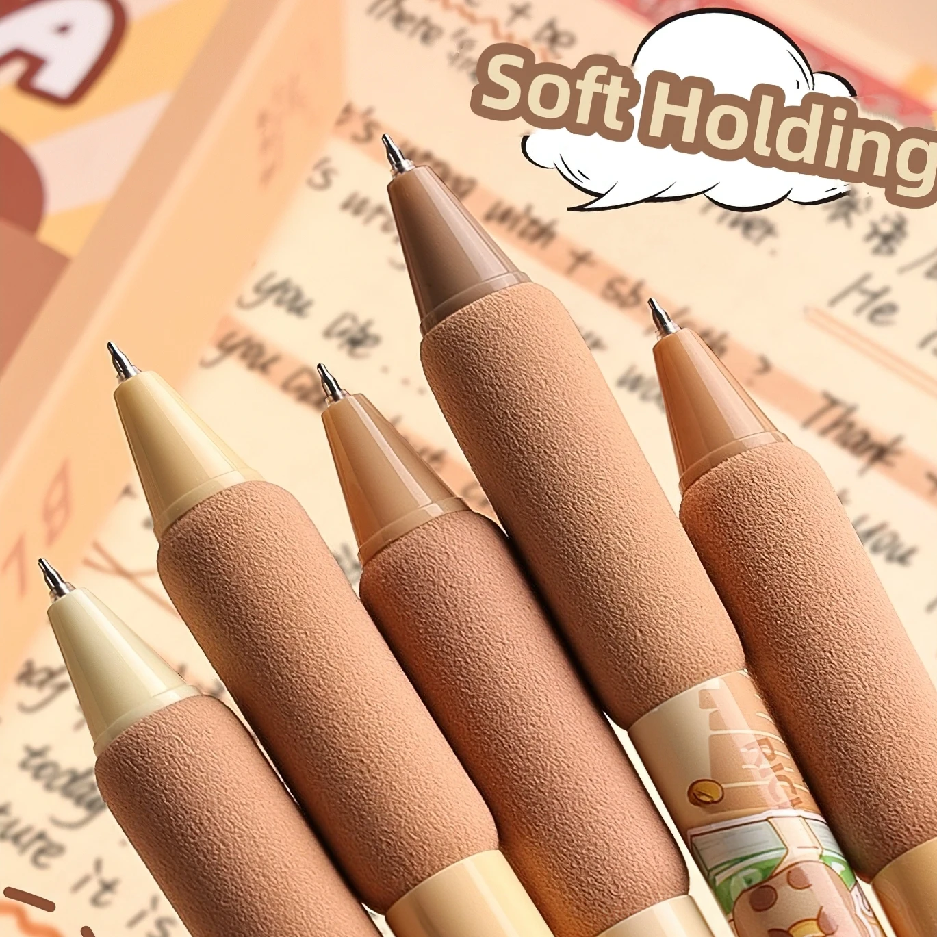 5pcs Capybara Gel Pens Set Metal Cartoon Patch 0.5mm Ballpoint Black Color Ink for Writing F7629 3
