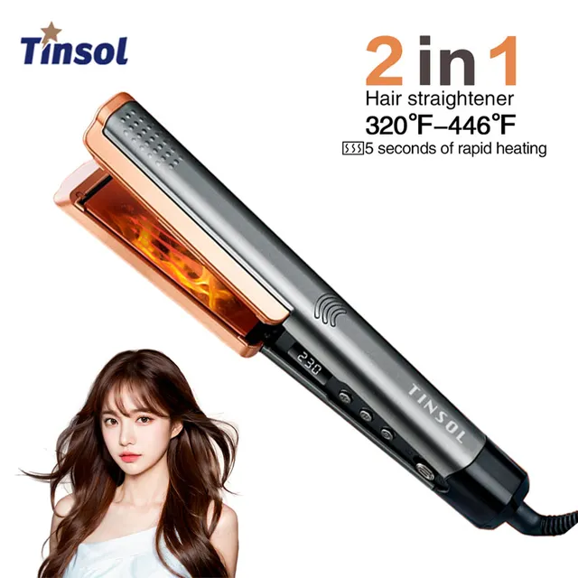 TINSOL – fer à friser professionnel 2 en 1, après-shampooing à ions négatifs avec écran large LCD 1