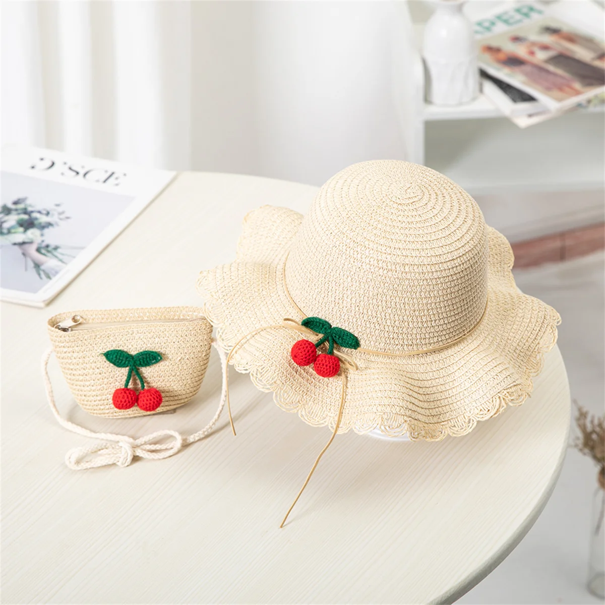 Summer Baby Flower Breathable Hat Straw Hat With Handbag Bags Kids Boy Girls Sun Visor UV protection panama gorras straw hat baby sun hat outdoor sun hat