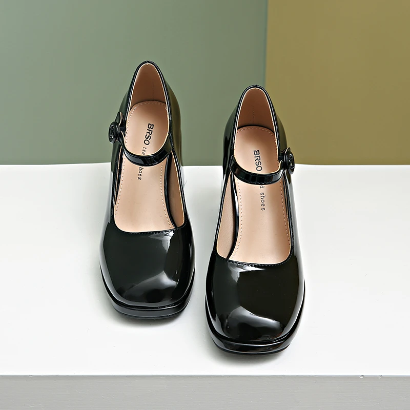 

Новинка, Брендовые женские туфли на высоком каблуке, кожаные туфли на толстой подошве, Свадебная женская обувь